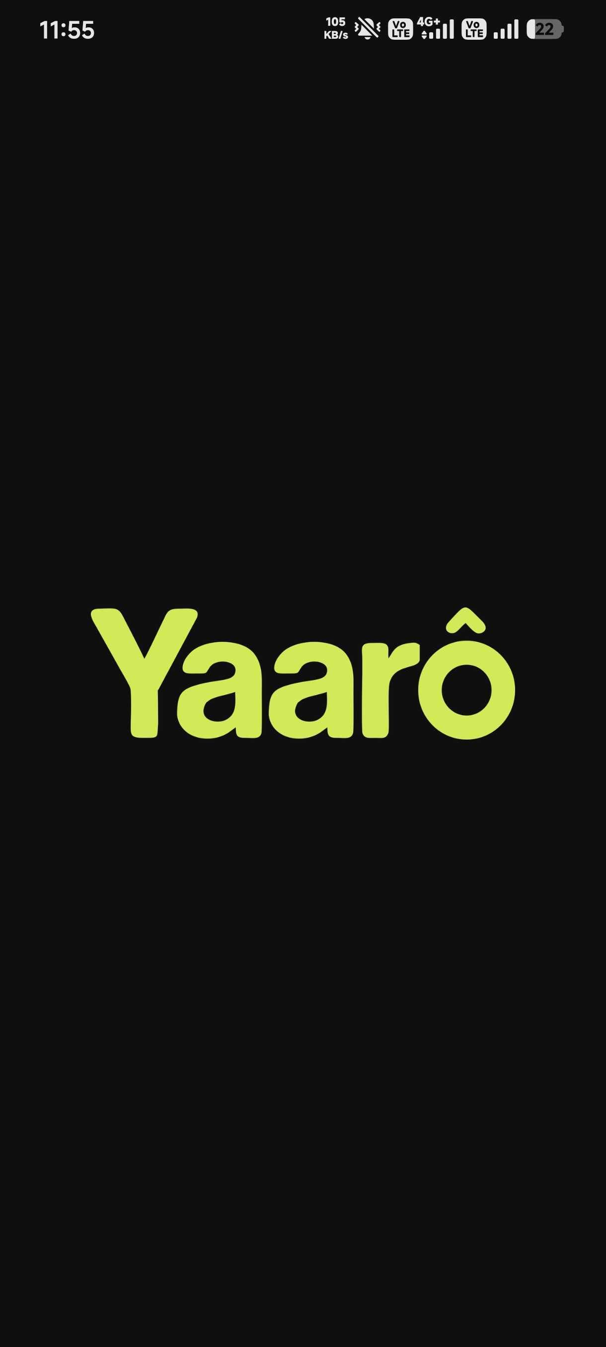 Yaaro app splash screen with the Yaaro logo