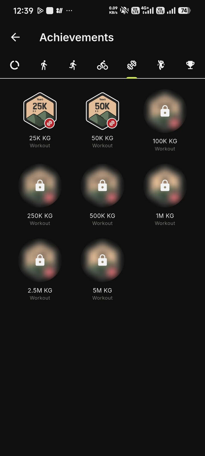Yaaro Achievements screen